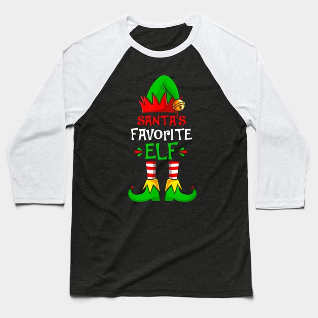 Funny Santa's Favorite Elf Squad Christmas Pajama Matching Baseball T-Shirt by _So who go sayit_